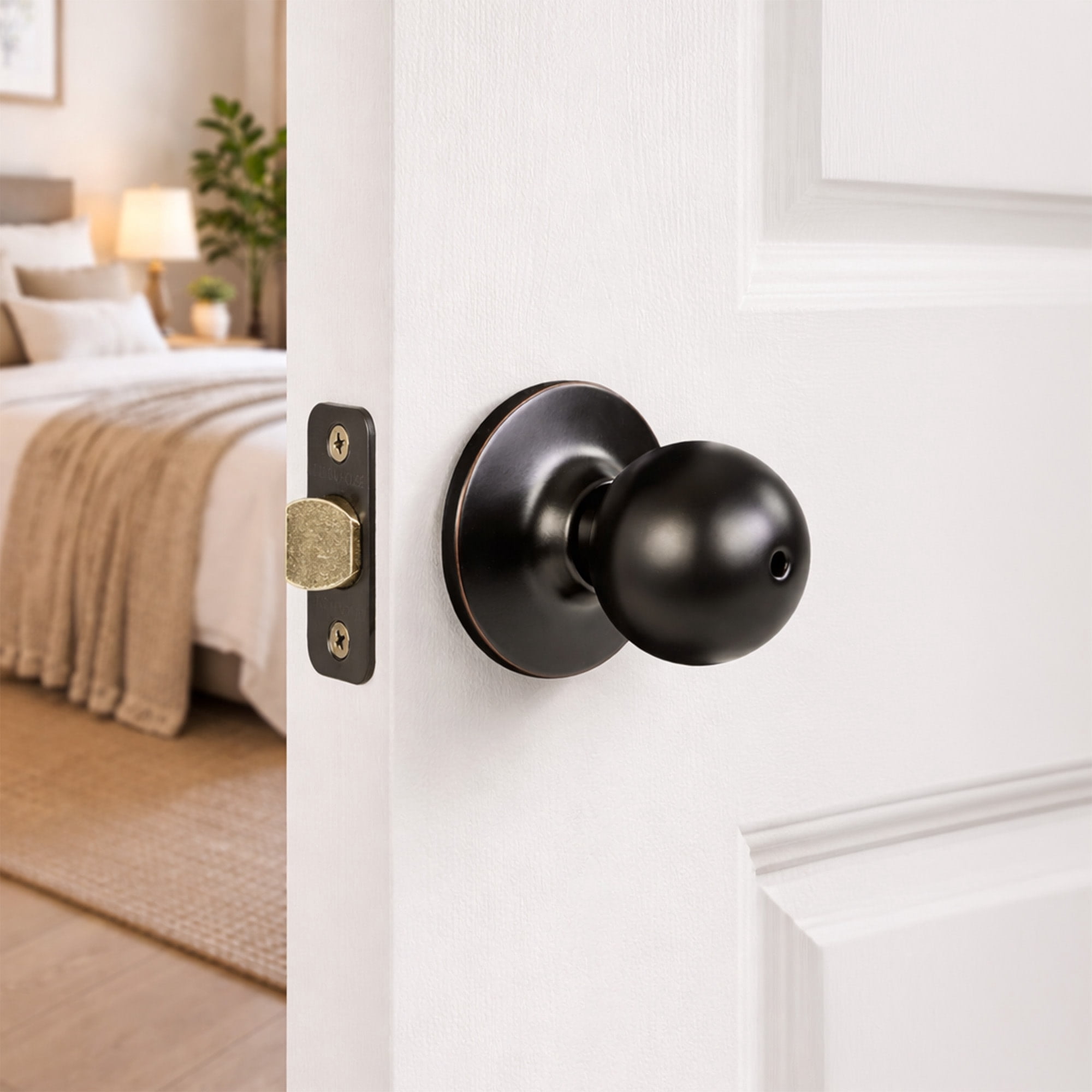 Ball Privacy Door Knob, Bed and Bath, Oil Rubbed Bronze Finish, Left or Right Hand