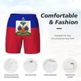 thumbnail image 3 of Men's 2 in 1 Swim Trunks with Compression Liner Haitian Flag Quick Dry Beach Shorts, 3 of 6