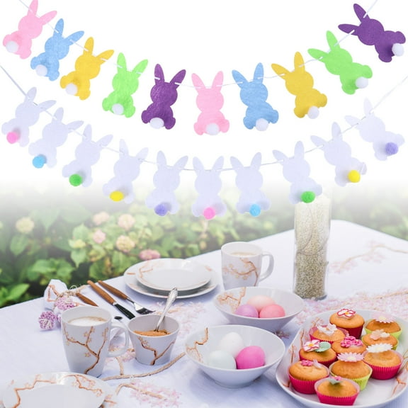 OFFIGAM Assorted Color Felt Easter Banner for Party Decoration, Chic Bunting and Pennant Set, Perfect for Spring Celebrations