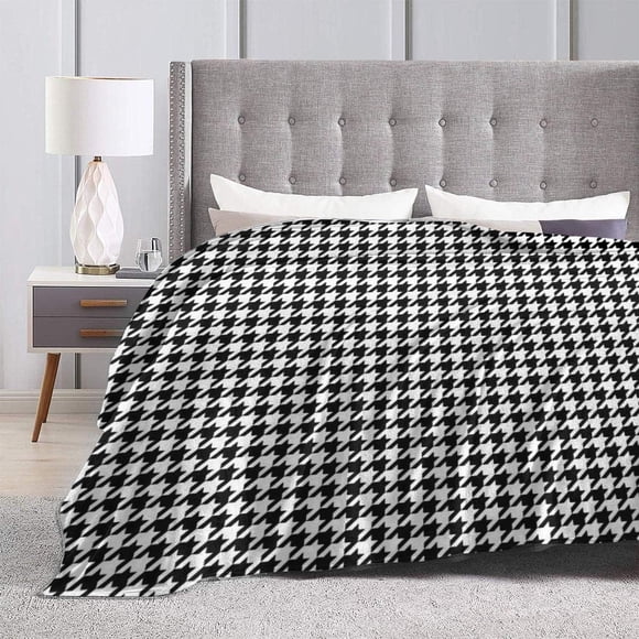 Soft Throw-Blankets Bedroom Decor Bama Houndstooth Ultra Soft Micro Fleece Blanket 50X40inches