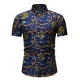 thumbnail image 2 of CEHVOM Cardigan Décontracté pour Homme à Manches Courtes Imprimé, Col Rabattu, T-Shirt Blouse Hauts, 2 of 6