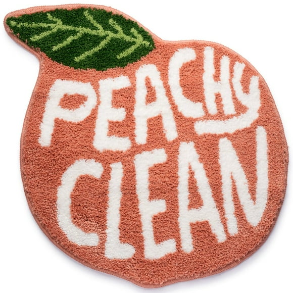 HLONK Peachy Clean Bath Mat - Peach Bath Mat - Cute Bathroom Decor - Peach Bathroom Decor Bath Rug - Extra Soft Peach Bathroom Rugs - Thick Plush Peach