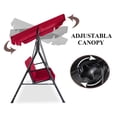 thumbnail image 4 of 3-Seats Outdoor Porch Swing, Patio Swing Chairs with Adjustable Canopy & Durable Steel Frame, Outdoor Swings for Adults, Removable Cushion for Garden, Yard, Balcony(Red), 4 of 8
