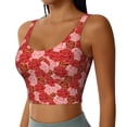 thumbnail image 2 of Vsdgher Rose Flowers Print Women Sleeveless Athletic Tank Top Built-in Bra Camisole Sports Vest for Yoga Running Fitness Exercise with Removable Pads, 2 of 8