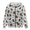 thumbnail image 4 of FOR U DESIGNS Dachshund Zip Up Hoodies for Women Trendy Hoodie Oversized Jacket Size 4XL Dog Paw Hooded Zip Up Sweatshirt Women Long Sleeve Sportswear with Drawstring, 4 of 7