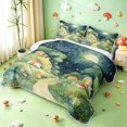 thumbnail image 3 of Homewish Kawaii Woodland Mushrooms Twin Quilt Set,Fungus Plant Twin Coverlet Set,Green,Black Reversible,2-Piece, 3 of 7