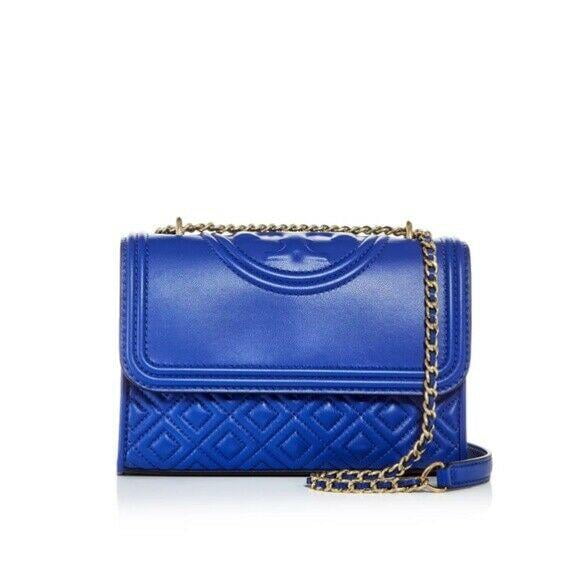 Tory Burch Fleming Nautical Blue Leather Small Convertible Flap Shoulder Bag Tory Burch Fleming Nautical Blue Leather Small Convertible Flap Shoulder Bag