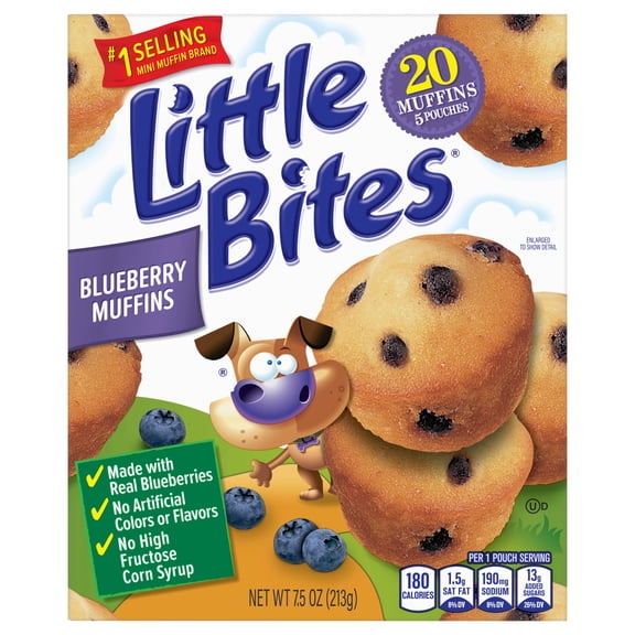 Little Bites Blueberry Muffins, 5 packs, Real Blueberries Mini Muffins, 7.5 oz Multipack