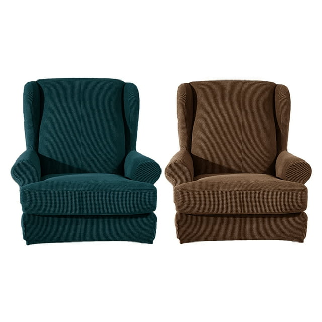 GUOOL Lot de 2 Fauteuils Élastiques Protection pour Chambre Salon Vert Foncé+marron
