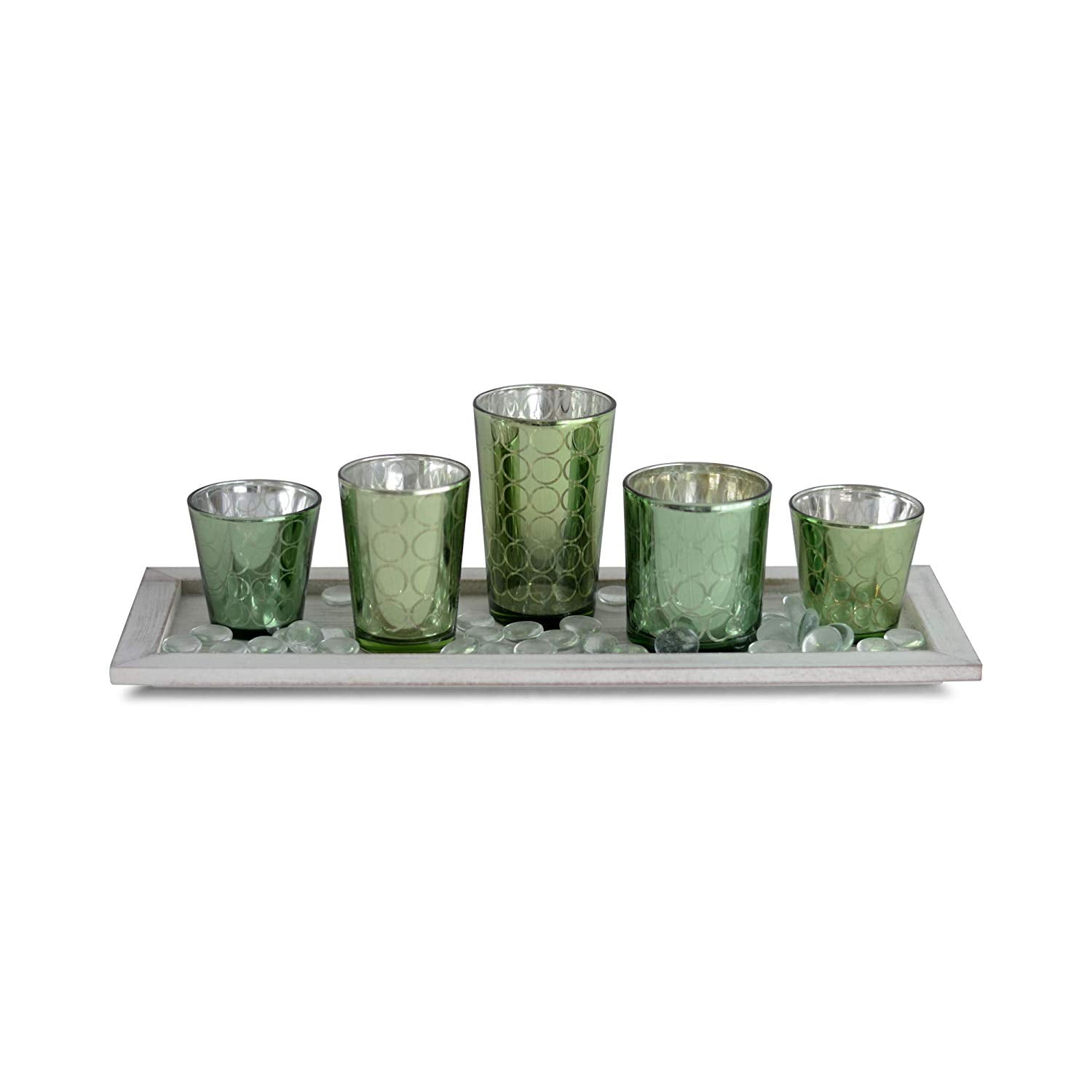 6 Piece Crosby Votive Candle Holder Tray Set, Centerpiece, Glamorous