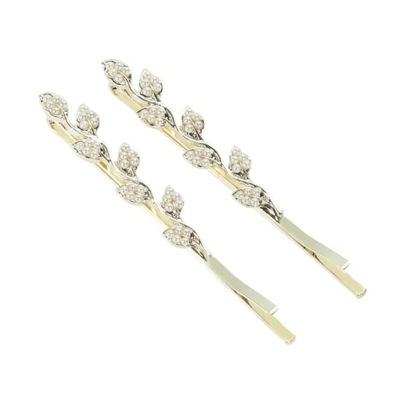 Unique Bargains 1 Pair Bobby Pin Faux Pearl Hair Clips Silver Tone Beige