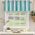 thumbnail image 2 of Teal Grey Stripe Curtain Valances for Windows, Kitchen Valance Window Treatments Panel 2 Pack, Farmhouse Minimalist Striped Rod Pocket Short Curtains for Bathroom Bedroom 42 x 12 Inch, 2 of 8