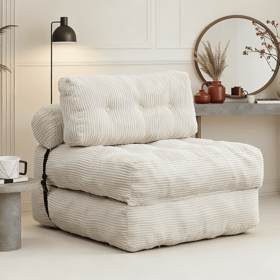Folding Sofa Bed, Convertible Sleeper Chair with Pillow - Foldable Mattress with Back Support, Portable Fold Out Chair Bed Comfy Floor Sofa Lounge for Living Room, Bedroom, Single