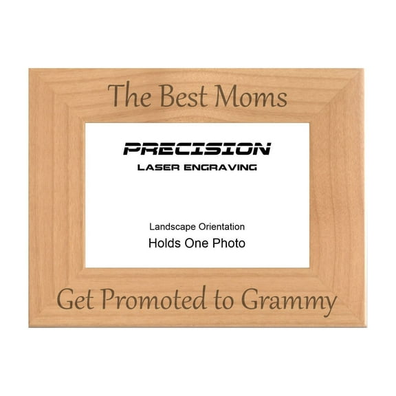 PrecisionNC Engraving New Grandma Gifts The Best Moms Get Promoted to Grammy Engraved Natural Wood Picture Frame 4x6 Landscape