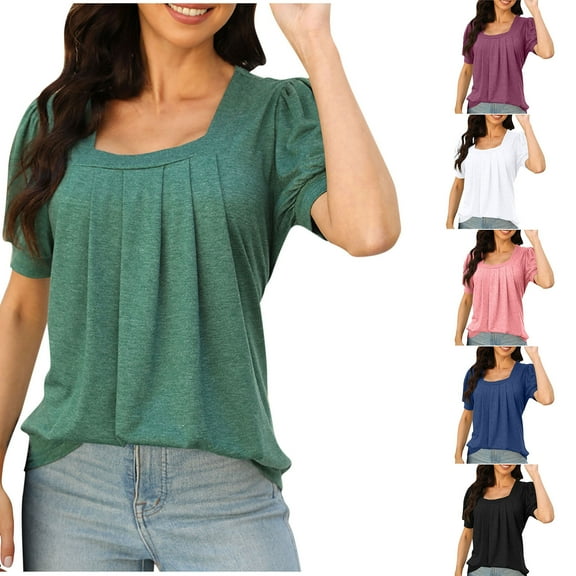 Swuxness Women Short Sleeve Casual T Shirts, Spring and Summer Tops, Ladies Crew Neck Fashion Comfy Loose Pullover Blouses Purple, M