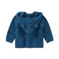 thumbnail image 3 of Kids Jackets for Girls Boys Toddler Baby Boys Solid Color Ears Hooded Knitted Tops Warm Coat Clothes, 3 of 9
