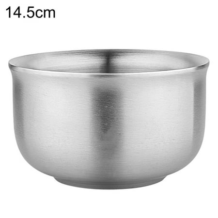 

YeccYuly Stainless Steel Bowls Double-walled Insulated Snack Soup Rice Multipurpose and Easy To Clean Stainless Steel Double Wall Insulated Round Rice Soup Bowl Kitchen Tableware