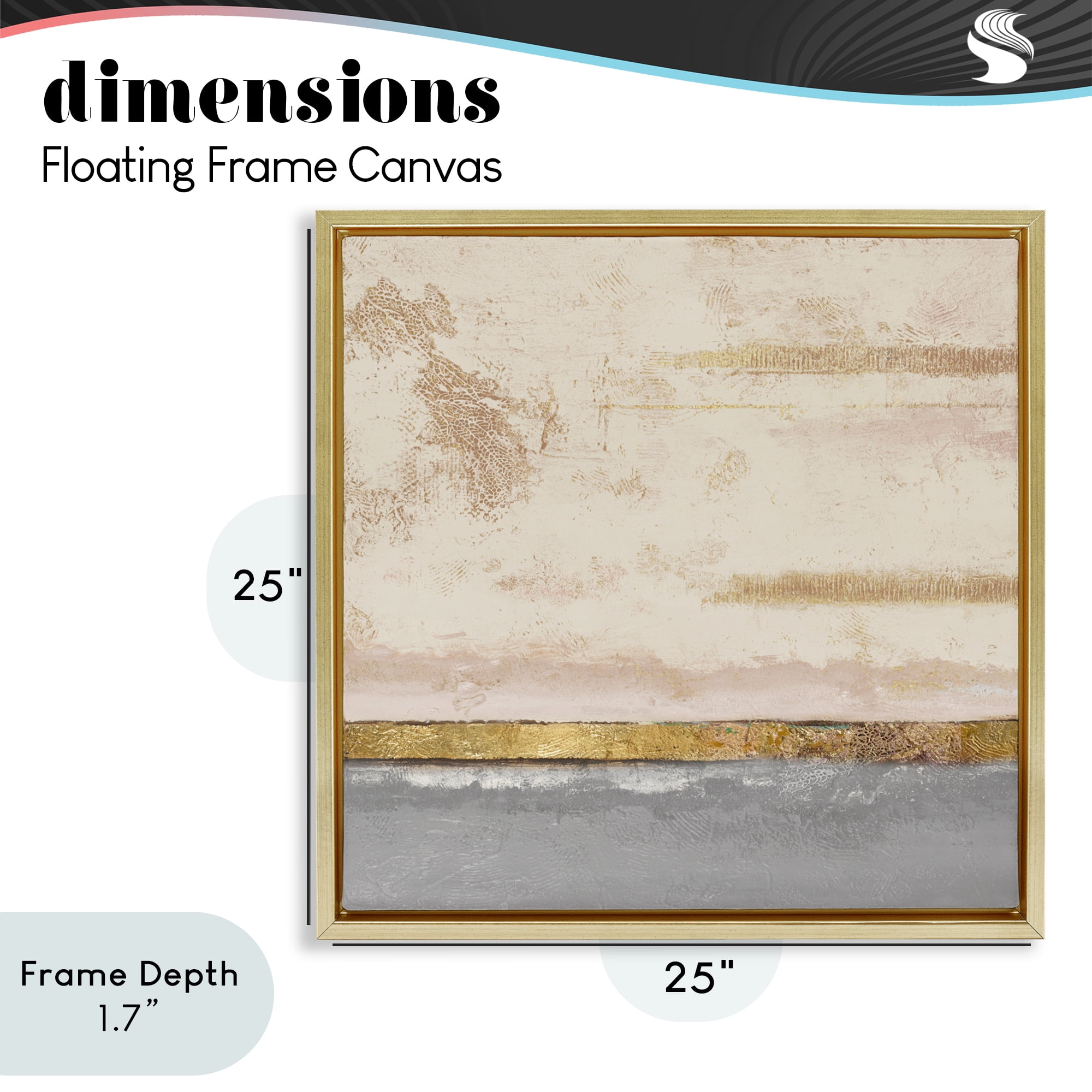 Stupell Industries Soft Sea Abstract Gold Framed Floater Canvas Wall Art, design by Patricia Pinto