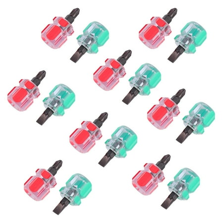 

Extra Short Screwdriver Portable Tool Steel Transparent Handle Repair Magnetic Force 10 Pcs