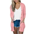 thumbnail image 3 of Babcutegg Cardigan for Women 3/4 Sleeve with Button Open Front Tops for Women Watermelon Red, 3 of 8