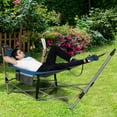 thumbnail image 4 of Gymax Folding Hammock Indoor & Outdoor Hammock with Side Pocket & Iron Stand Blue, 4 of 10