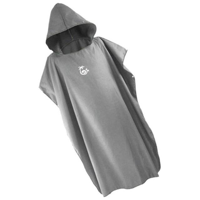 Microfiber Surf Poncho Changing Robe Wetsuit Soft for Changing Towel Hooded Cloak Swim Medium Gray