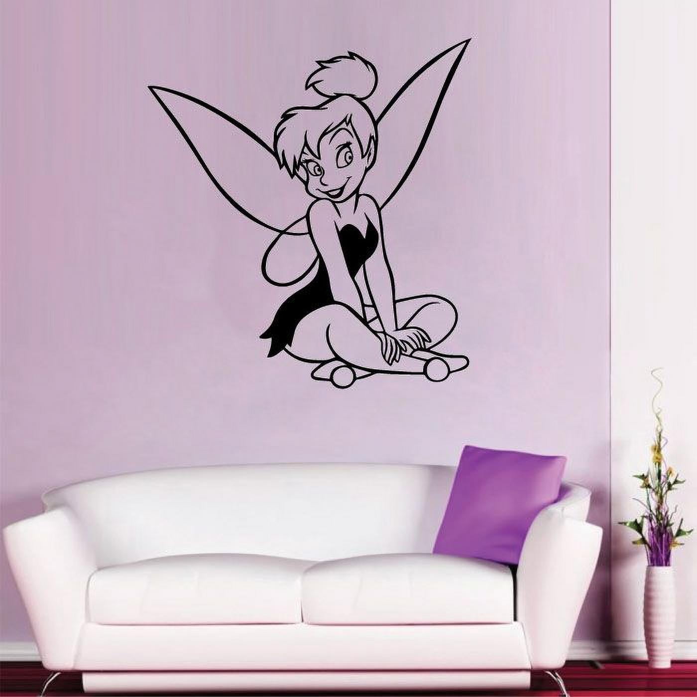 Flying Fairy & Stars Light Switch Wall Stickers Children's Tinkerbell Bedroom 