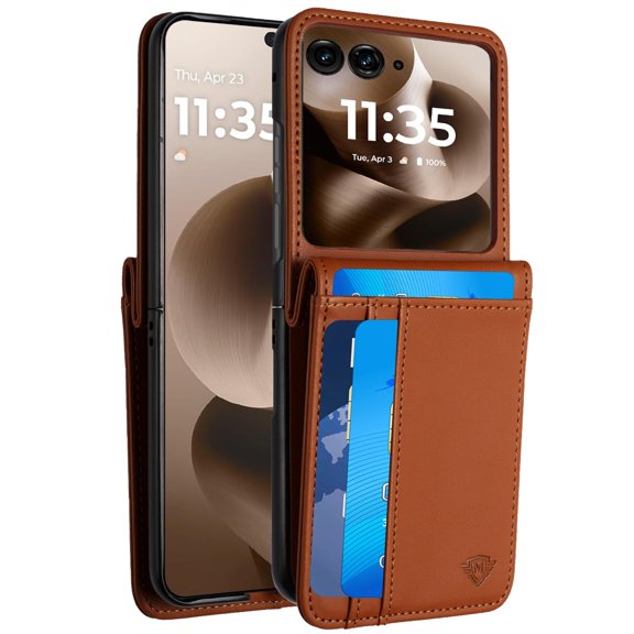 XPM for Samsung Galaxy Z Flip 7 FE Phone Case, Wallet Case PU Leather Back Storage with Card ID Slot, Pocket Holder, Hybrid Protective Cover for Galaxy Z Flip 7 FE (Brown)