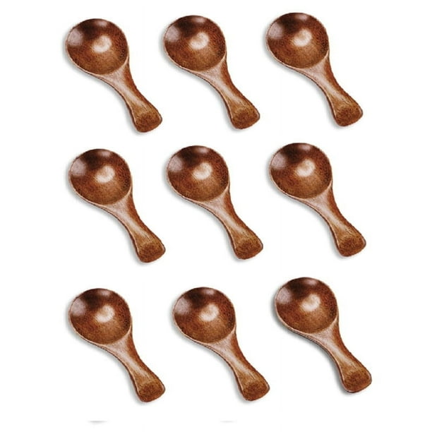 9 cucharas de madera pequeñas, cucharas de madera pequeñas de 3,2 pulgadas para frascos, minicucharillas de madera marrones para servir helado y miel
