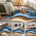 thumbnail image 6 of Abstract Blue Round Area&nbsp;Rug 5ft Brown Wave Stripe Ombre Water Ripple Modern Non-Slip&nbsp;Washable Circle Rugs Soft Felt Indoor Floor Mat for Bedroom Kitchen Living Room Bathroom, 6 of 9