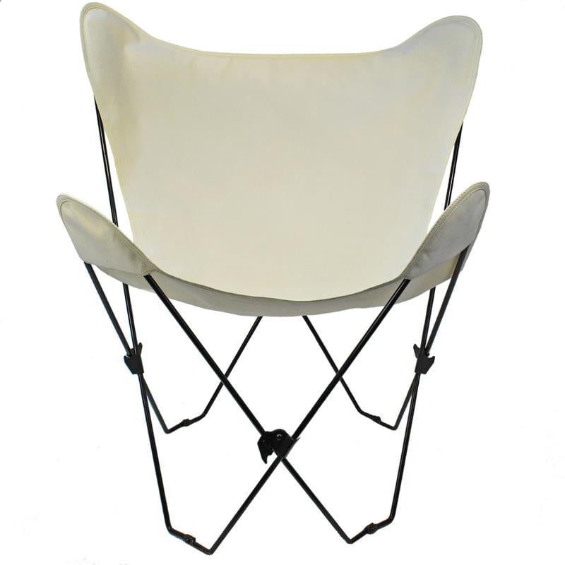 Butterfly Chair and Cover Combination w/Black Frame - Natural (white)