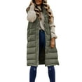 thumbnail image 1 of Gibobby Chaleco largo acolchado para mujer, Chalecos reversibles de forro polar para mujer, chaquetas sin mangas, chamarra con capucha para mujer, de otoño con bolsillos(AG,CH), 1 of 5