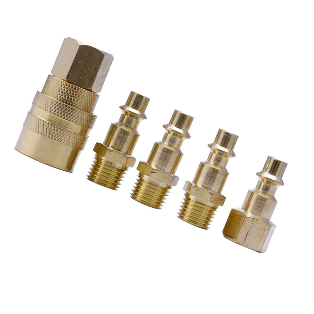 5pcs Coupler & Plug Kit 1/4" NPT Brass Industrial Quick-Connect Fitting 