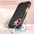 thumbnail image 3 of I-HONVA Compatible with iPhone 16 Case,3-Layer Military Grade Drop Protection Anti-Slip Bumper Rugged Shockproof Dustproof Protection 6.1 inch Phone Case,Stripe Black Orange, 3 of 8