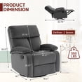 thumbnail image 3 of Glider Recliner Nursery Chair with Manual Adjustable Footrest Swivel Rocker Recliner for Small Spaces Living Room Bedroom RV Dark Gray, 3 of 9