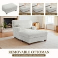 thumbnail image 3 of DREAMSIDEA Oversized Accent Chair with Ottoman for Living Room, Faux Fur Accent Armchair Single Reading Chair Set with Pillow, Indoor Chaise Lounge Sofa Bed, Beige, 3 of 6