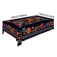 thumbnail image 2 of fsxdhpcsgfc Mexican Folk Art Floral Tablecloth Navy Blue With Colorful Embroidered Rectangle And Round Sizes Decorative Border With Pom Poms Dining Cover Tablecloth 70 X 70 Tablecloth for Camping, 2 of 5