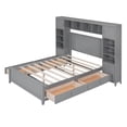 thumbnail image 5 of Full Size Platform Bed with 4 Storage Drawers and Bookcase Headboard, Wood Full Bed with All-in-One Cabinet and Shelf, Full Storage Bed Frame for Bedroom, Gray, 5 of 7