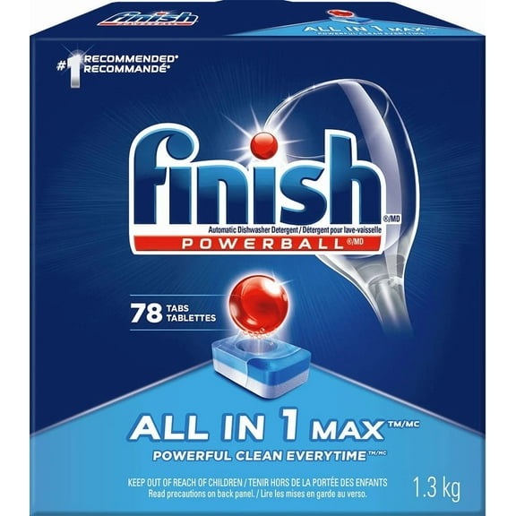 Finish - All in 1 MAX - Dishwasher Detergent - Powerball - Dishwashing Tablets, Regular - 78 Tabs