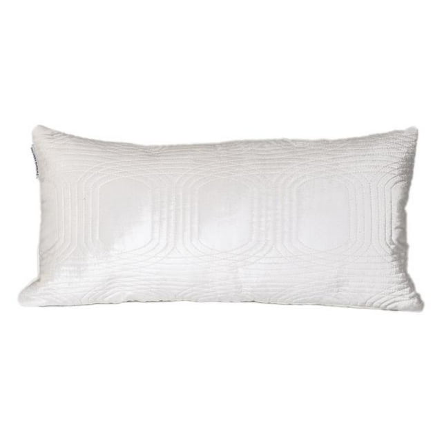 HomeRoots 402893 Quilted Velvet White Lumbar Throw Pillow