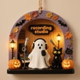 thumbnail image 5 of Diceymbol Spooky Cute Halloween Hanging Ornaments Friendly Ghost Scene Decor with Lantern and Cat Designs for Halloween Tree Home Decor and Seasonal Display, 5 of 8
