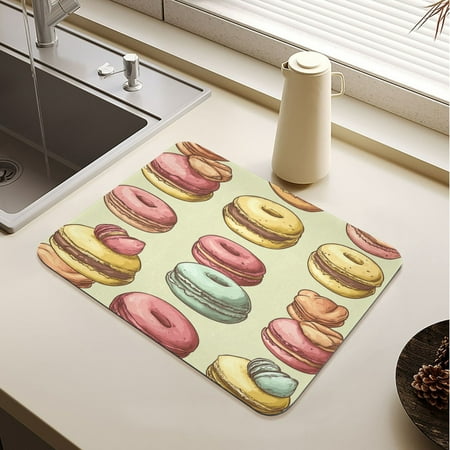 

Cartoon Macaroons Drying Mat Diatomaceous Earth Super Absorbent Non-slip Rubber Sole Heat Resistant 230 Degrees Fahrenheit 15.7×11.8in