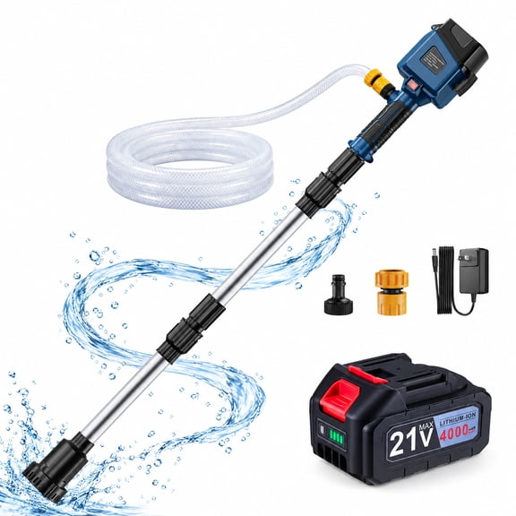 SUGIFT Cordless Stick Water Transfer Pump 840 GPH with 21V 4.0Ah Battery and Charger, Brushless Motor and 32 ft Lift for Pool Rain Barrel Boat and Basement Drainage