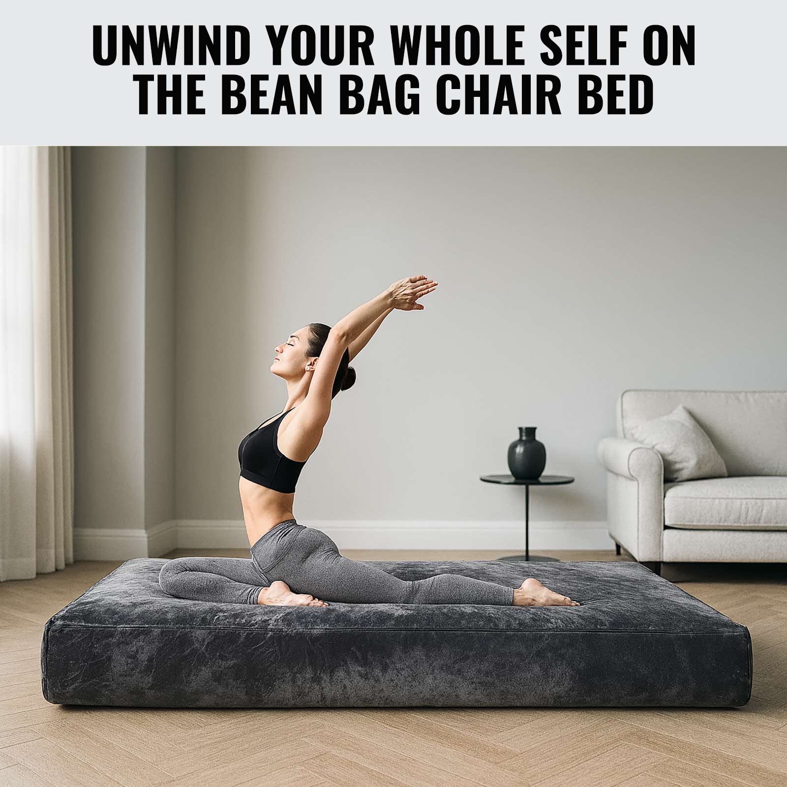 Bean Bag Chair,Convertible Bean Bag Chair Bed Giant Bean Bag Chairs for Adults Memory Foam Bean Bag Bed for Adults Bean Bags Chair that Turns into Bed
