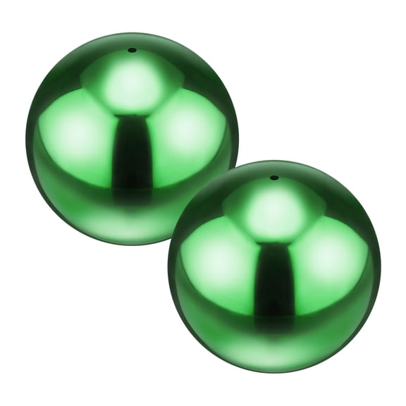 Uxcell 2-Pack Garden Gazing Globes Ball 4 Inch 201 Stainless Steel Hollow Mirror Ball for Home, Outdoor Ruby Green