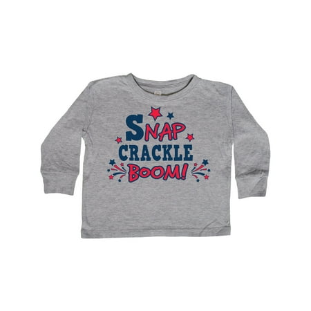 

Inktastic 4th of July Snap Crackle Boom with Red and White Fireworks Gift Toddler Boy or Toddler Girl Long Sleeve T-Shirt
