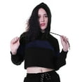 thumbnail image 2 of Moomaya Color Block Crop Hoodie Drawstring Pullover Casual Sports Jacket For Women-9, 2 of 9