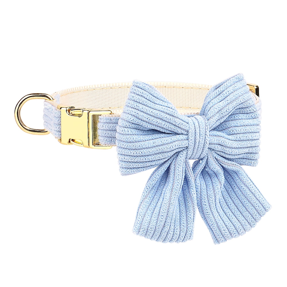 Didog Cute Bowknot Dog Collar and Soft Walking Harness and 5ft Leash set for Extra Small and Small Breeds Shih Tzu Yorkshire