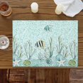 thumbnail image 4 of Summer Ocean Coral Conch Fish Placemats Set of 4,Wipeable Washable Table Mats for Dining Tables, Gradient Green Geometric Place Mats for Kitchen Event Party Tabletop Decor, 4 of 9