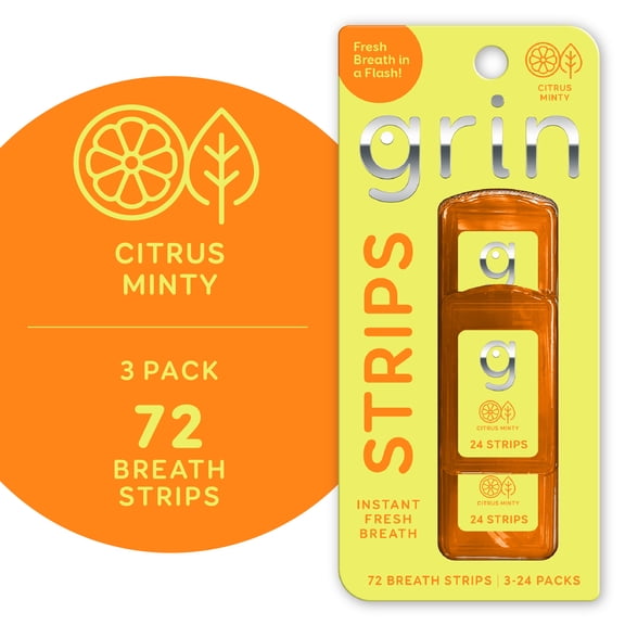 Grin Citrus Minty Breath Strips - 72 ct